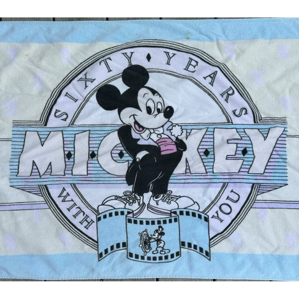 Vintage Disney Mickey Mouse Sixty Years With You 60th Anniversary Beach Towel
